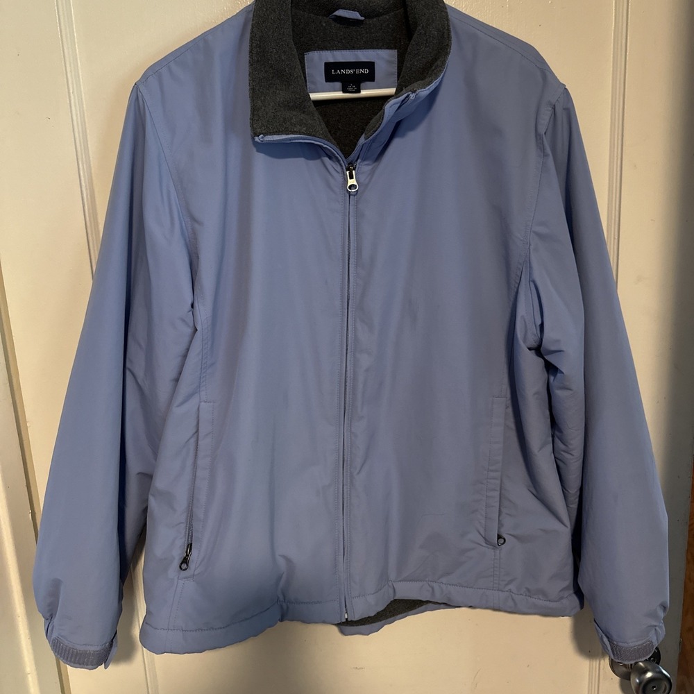 Lands' End  Jacket Womens Large 14-16 blue Hooded Fleece Lined Winter Coat